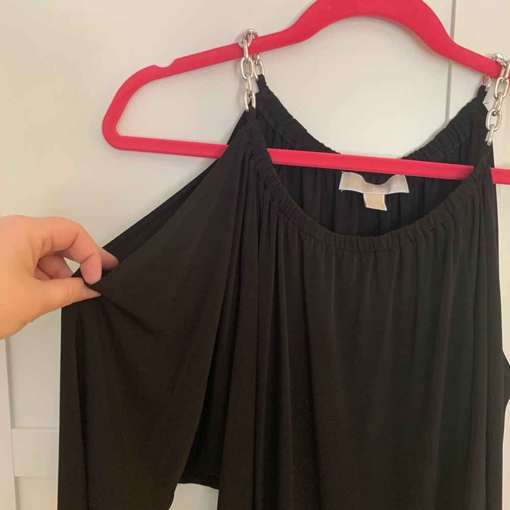 Black Michael Kors Long Sleeve Cold Shoulder Top